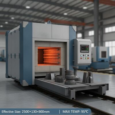 購入 熱処理用有効寸法2500×1300×900mm、定格温度950℃の電気式台車炉 オンライン製造